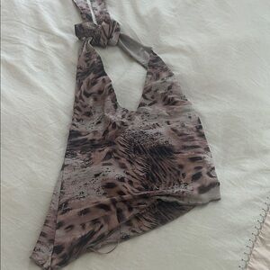Edikted Animal Print Halter Top - Brown and Black